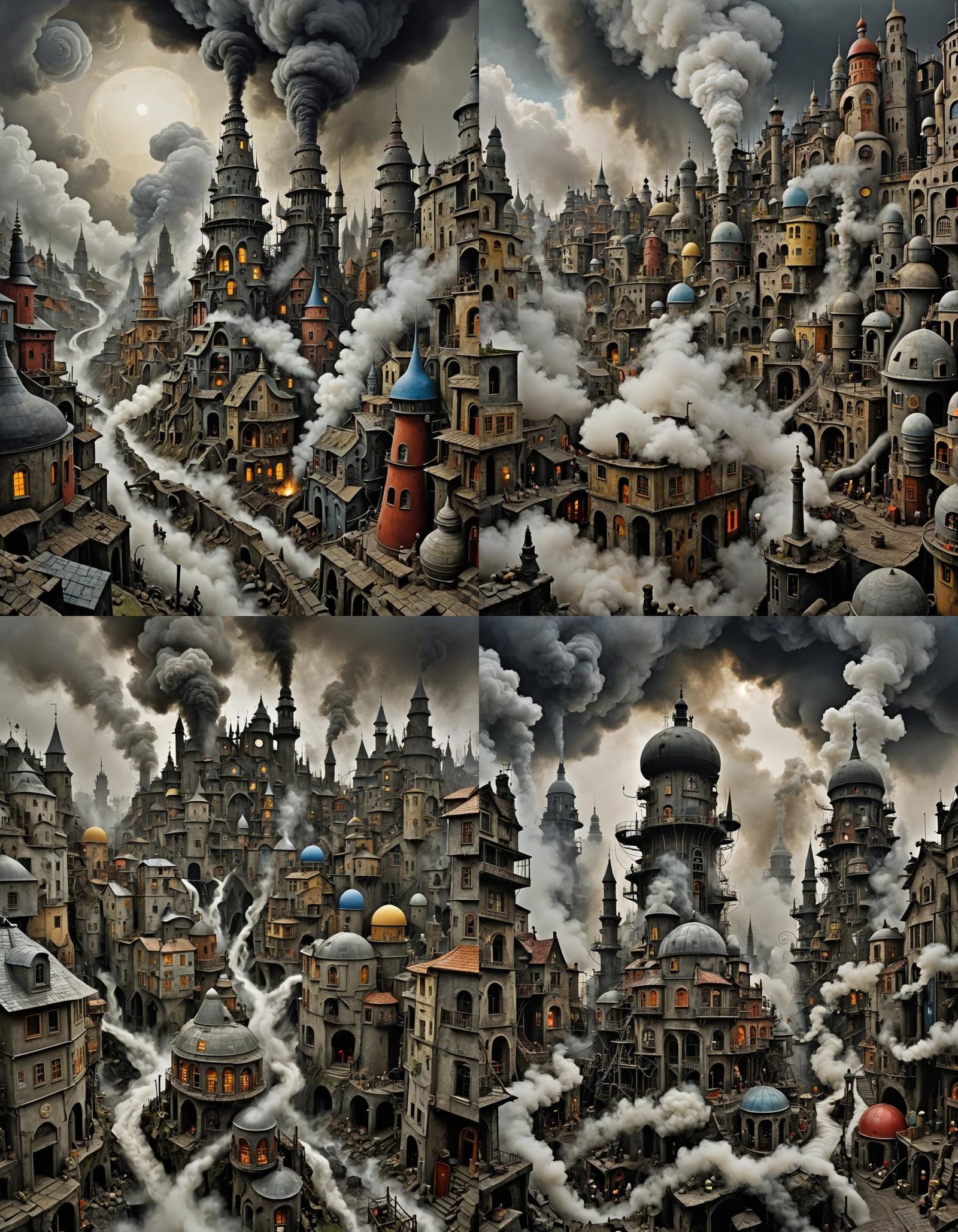 Bogomil World: Hundertwasser-Inspired Surreal Atomic Explosi...