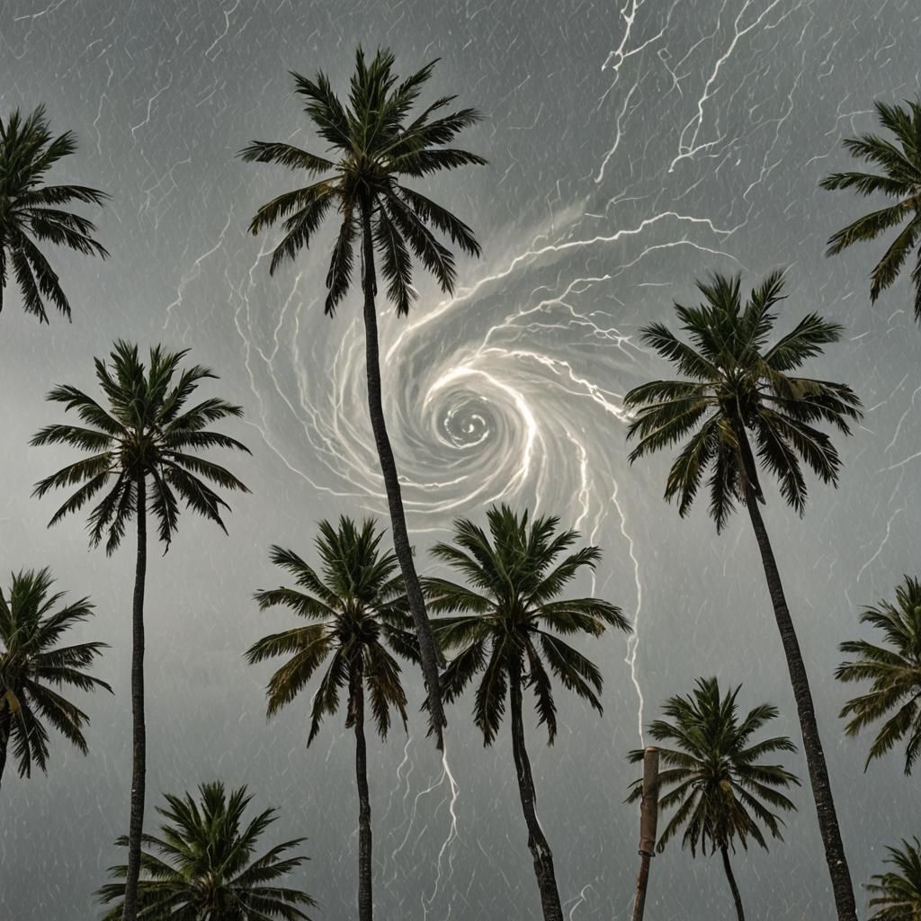 Palm Trees in a Hurricane