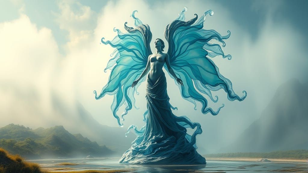 Ethereal Sculpture of Transformation in a Dreamscape