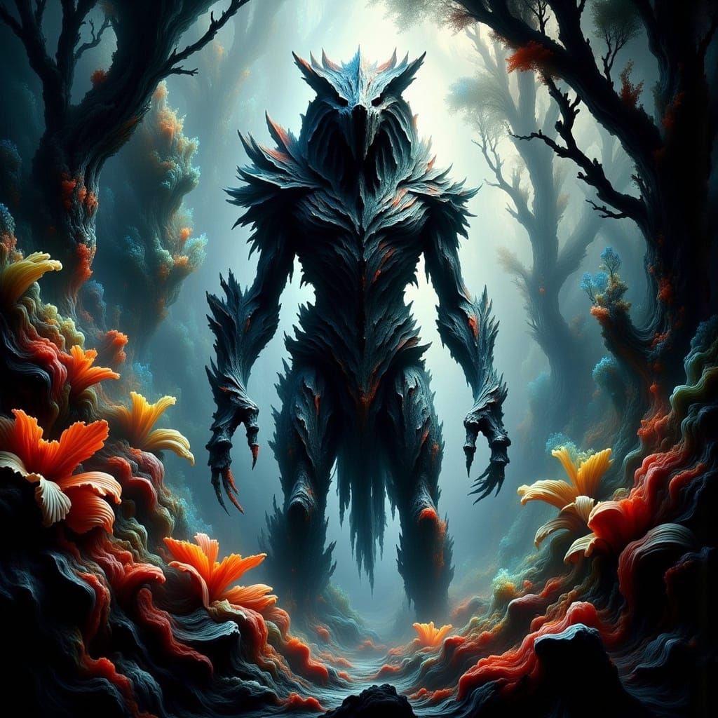 Menacing Predator in Jungle, Hyperrealistic Sci-Fi Art