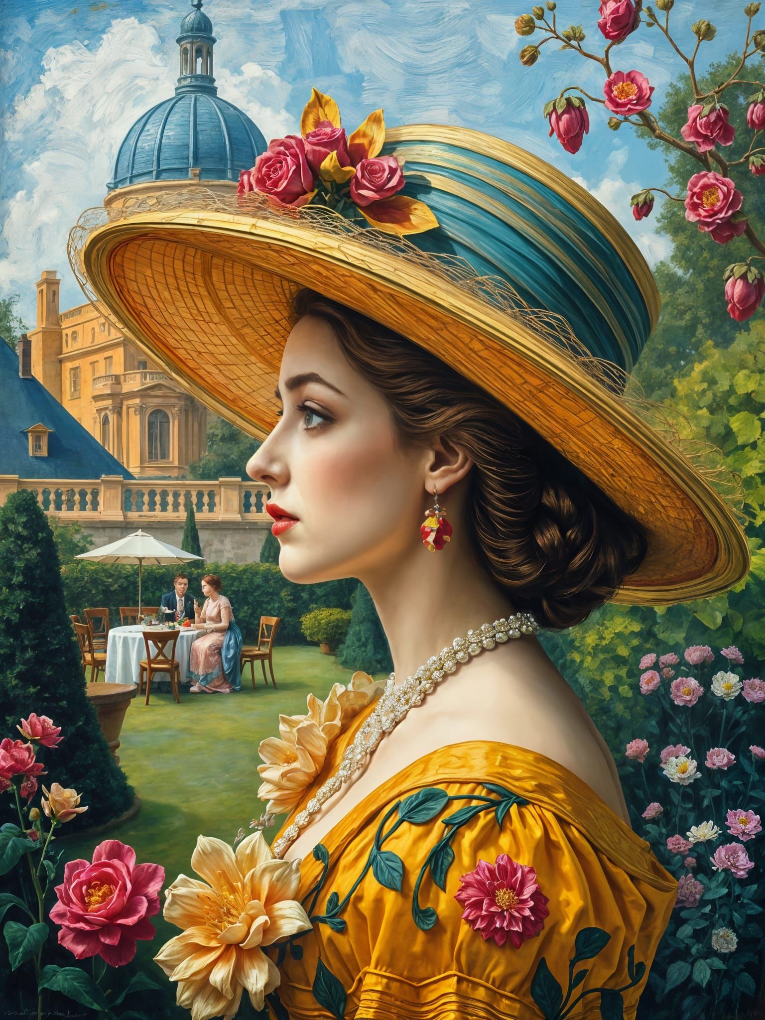 Noble Lady Portrait in Impasto Style