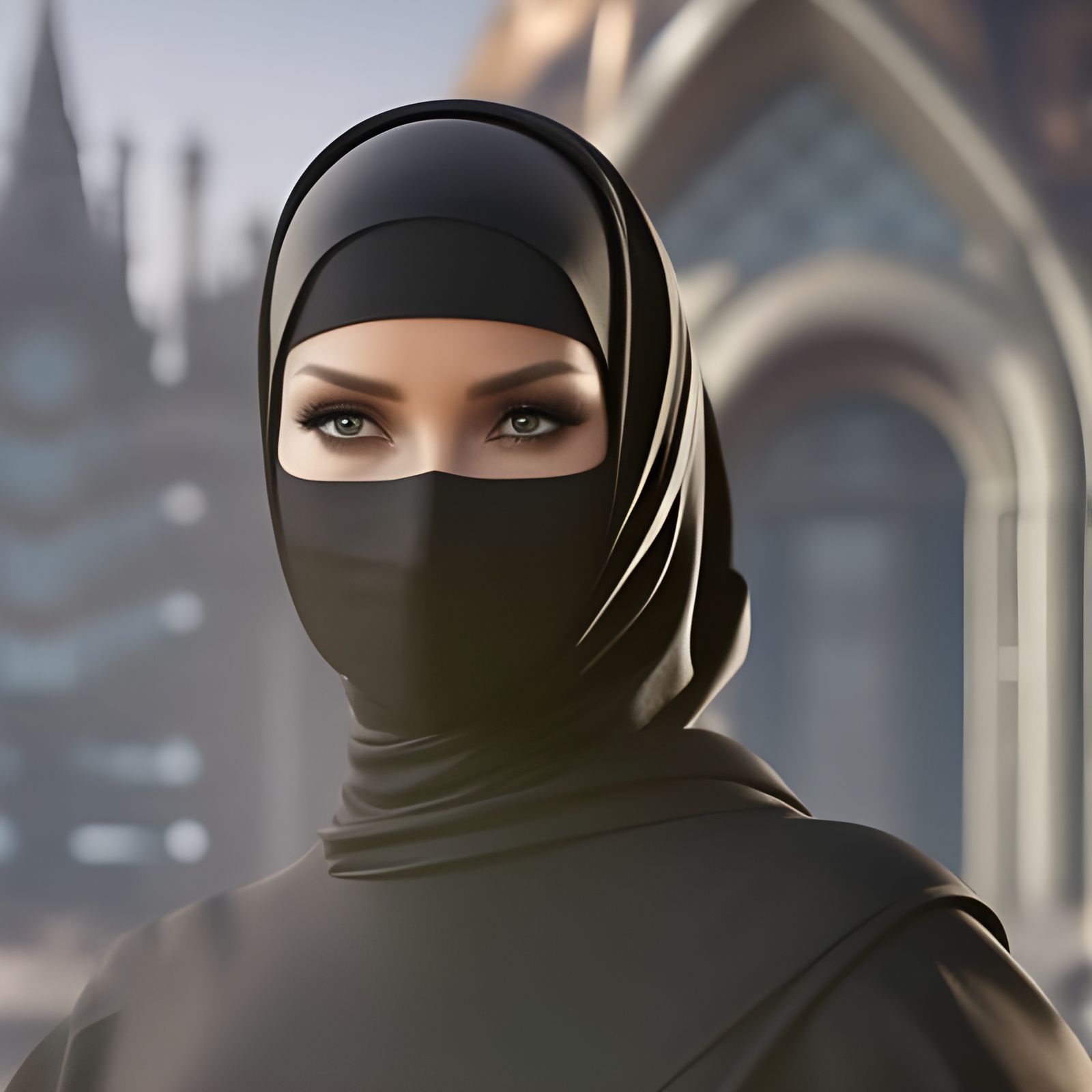 German Woman in Hijab: Hyperdetailed Digital Portrait