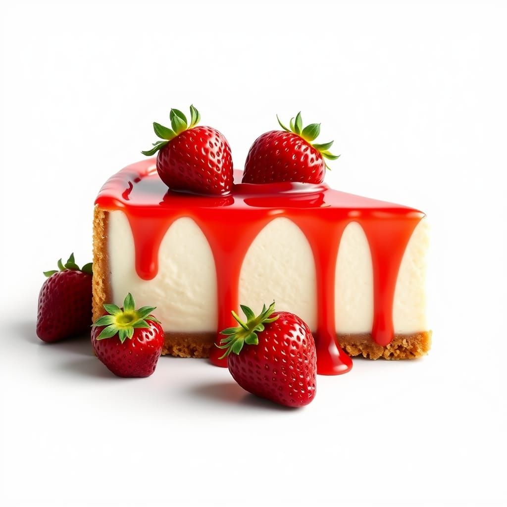 Surrealistic Strawberry Cheesecake in Pop Art Style with Smo...