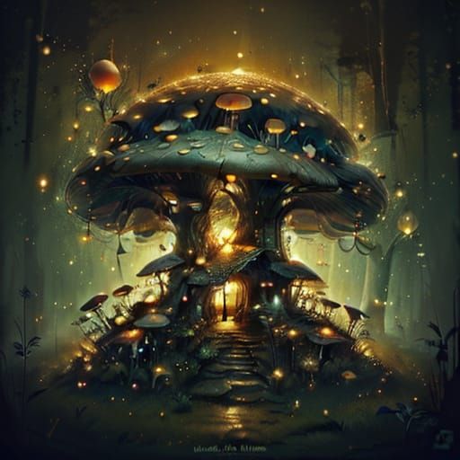 Whimsical Mushroom Cottage in Enchanted Forest