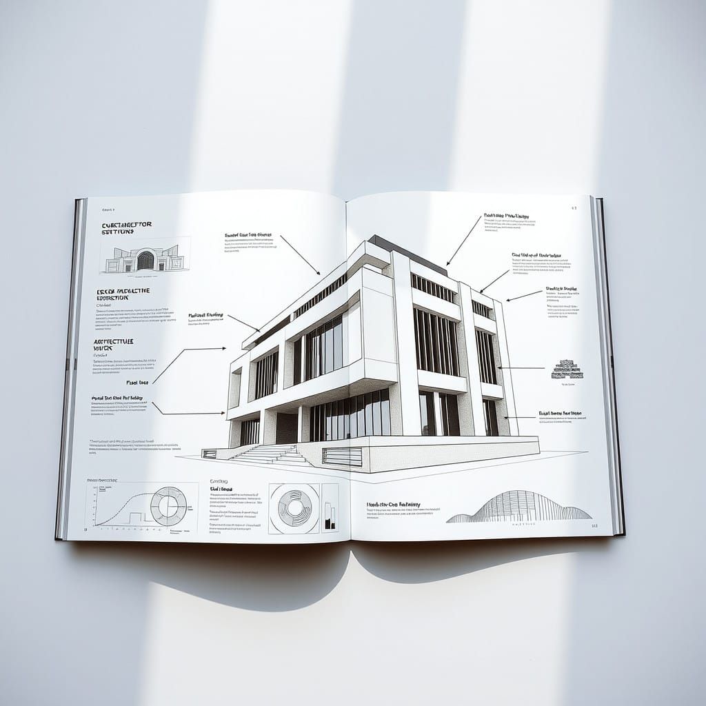 Sleek Magazine Architecture Spread with Modern Building Deta...