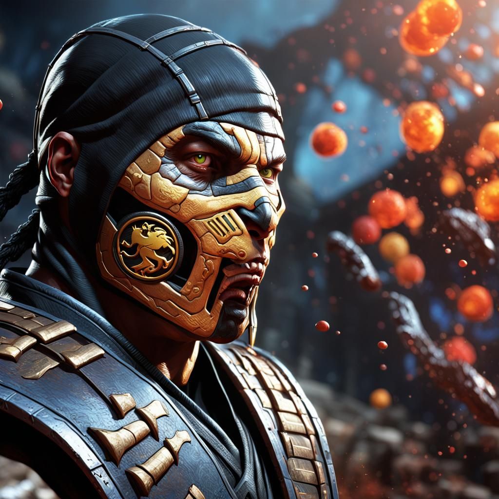 Hyperrealistic Mortal Kombat Character Splash Art