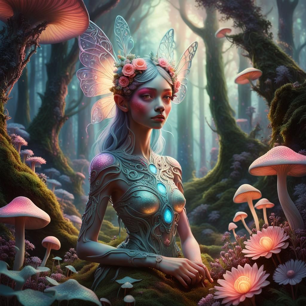 Enchanted Earth Faerie Radiates Ethereal Beauty in the Fores...