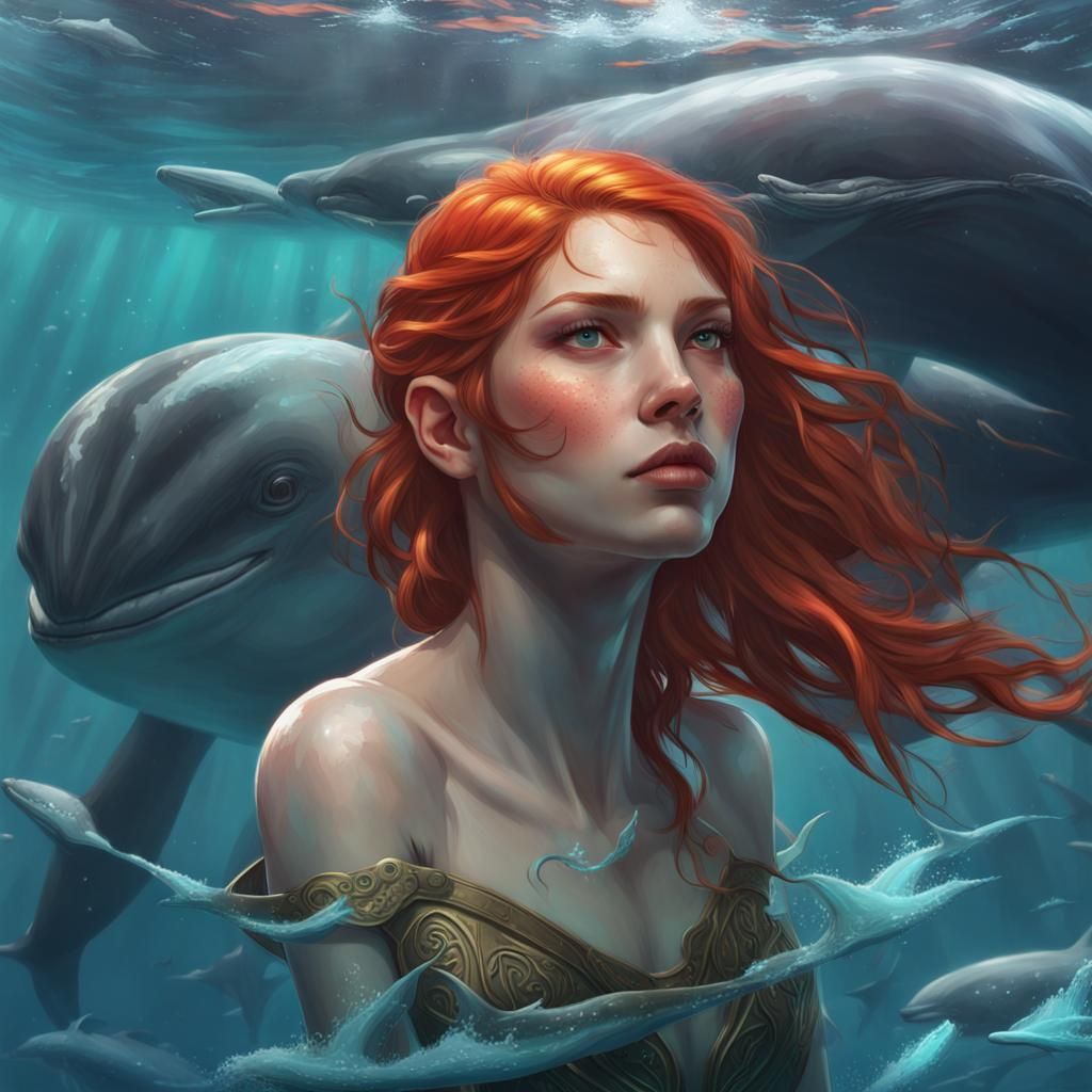 Lemurian Girl's Underwater Adventure in Hyperdetailed Portra...