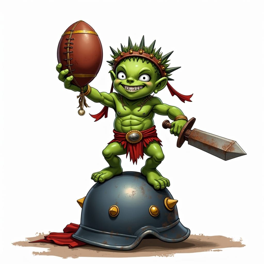 Cartoon Snotling Victory over Space Marine Helmet