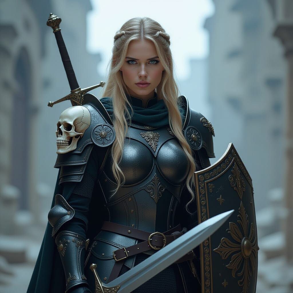 Fallen Paladin in Blackened Armor with Longsword