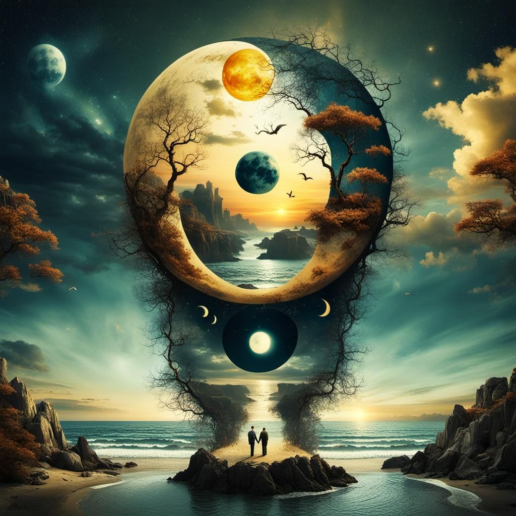 Surreal Mystical Beach Sunset in Epic Surrealism Style