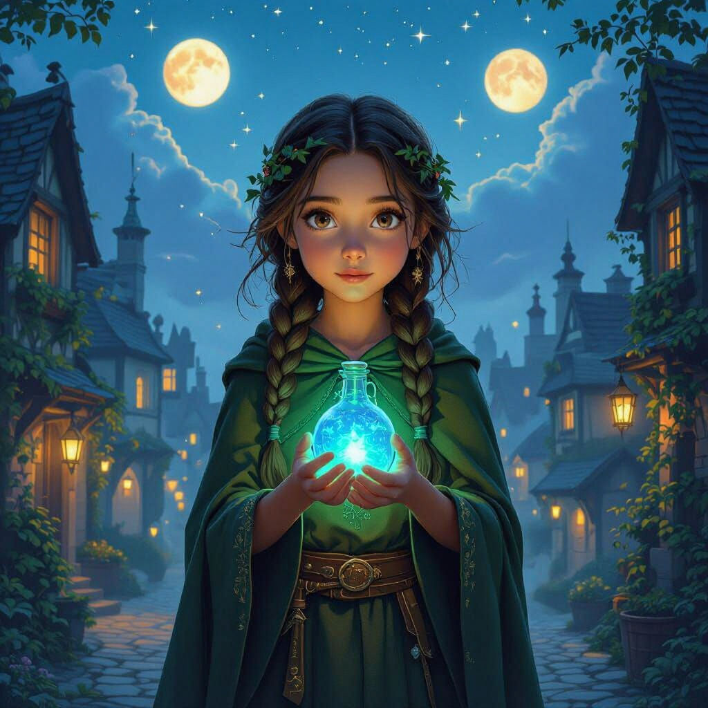 Twilight Girl in Elowen: Detailed Matte Painting