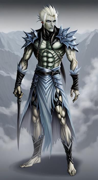 Icy Demon Portrait: Young Wight with Platinum Hair