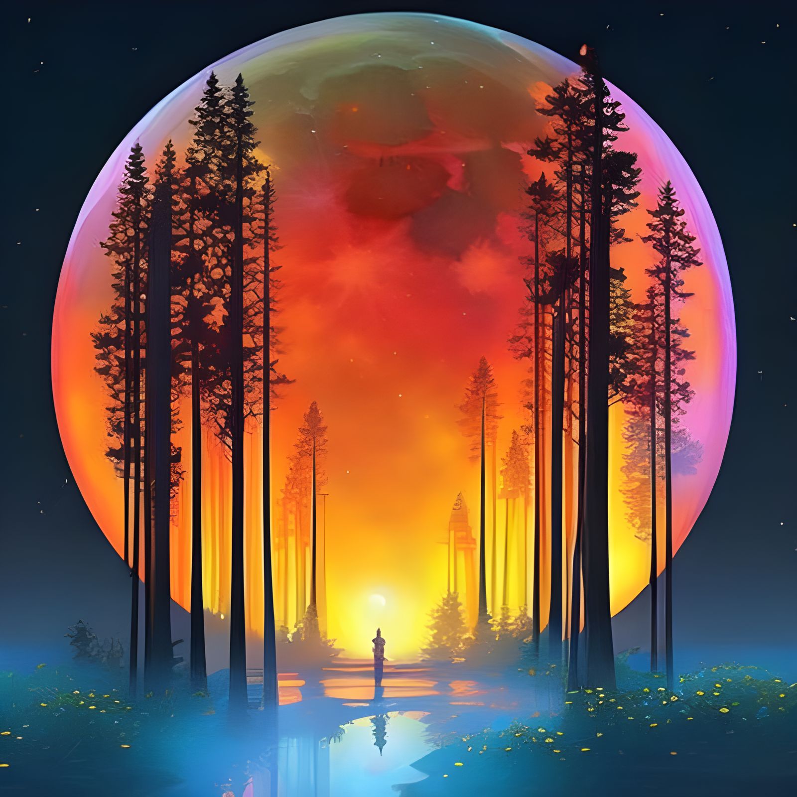 Bioluminescent Forest at Night: A Fantasy Landscape