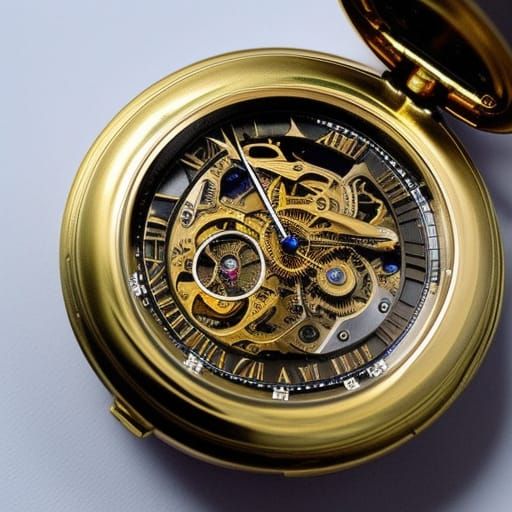 Intricate Open Pocket Watch in Steampunk Style