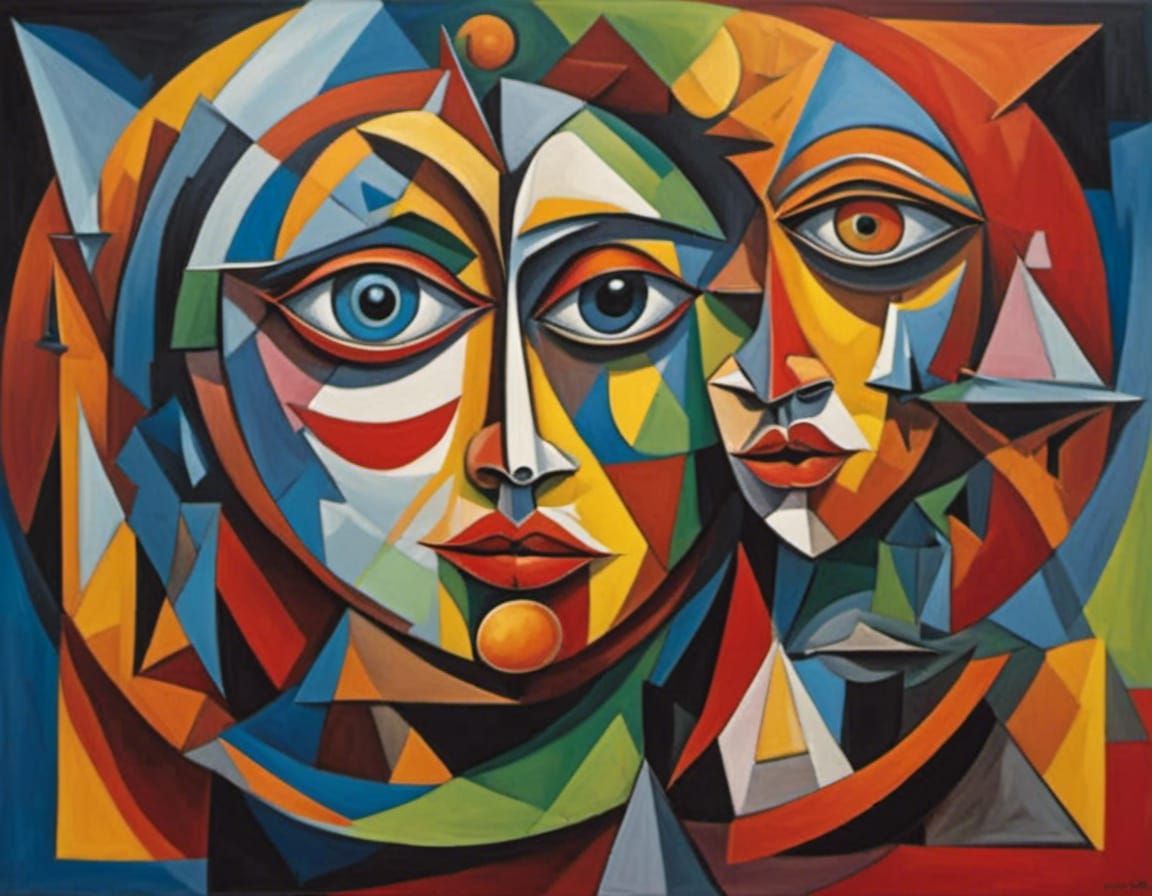 Concentric Circles Cubism in Picasso Style