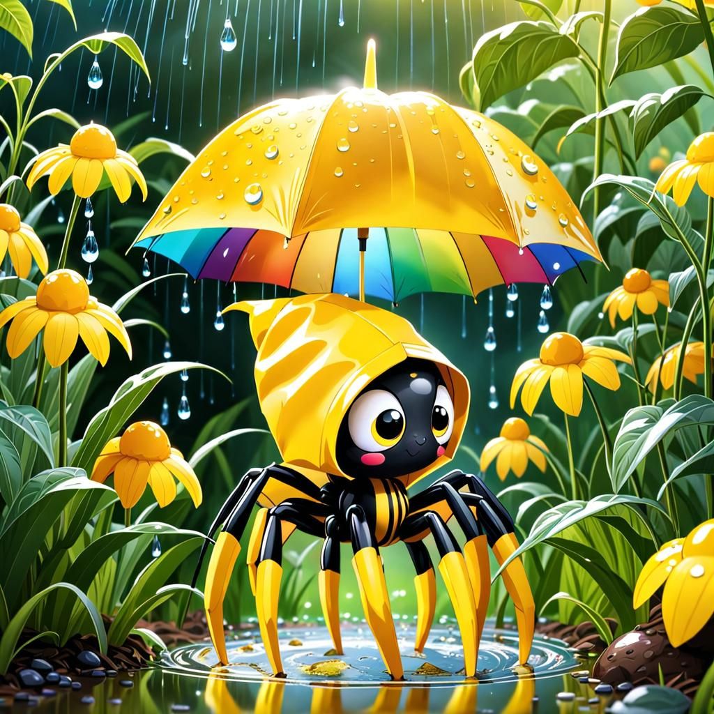 Itsy bitsy spider waiting out rain ☔🌼
