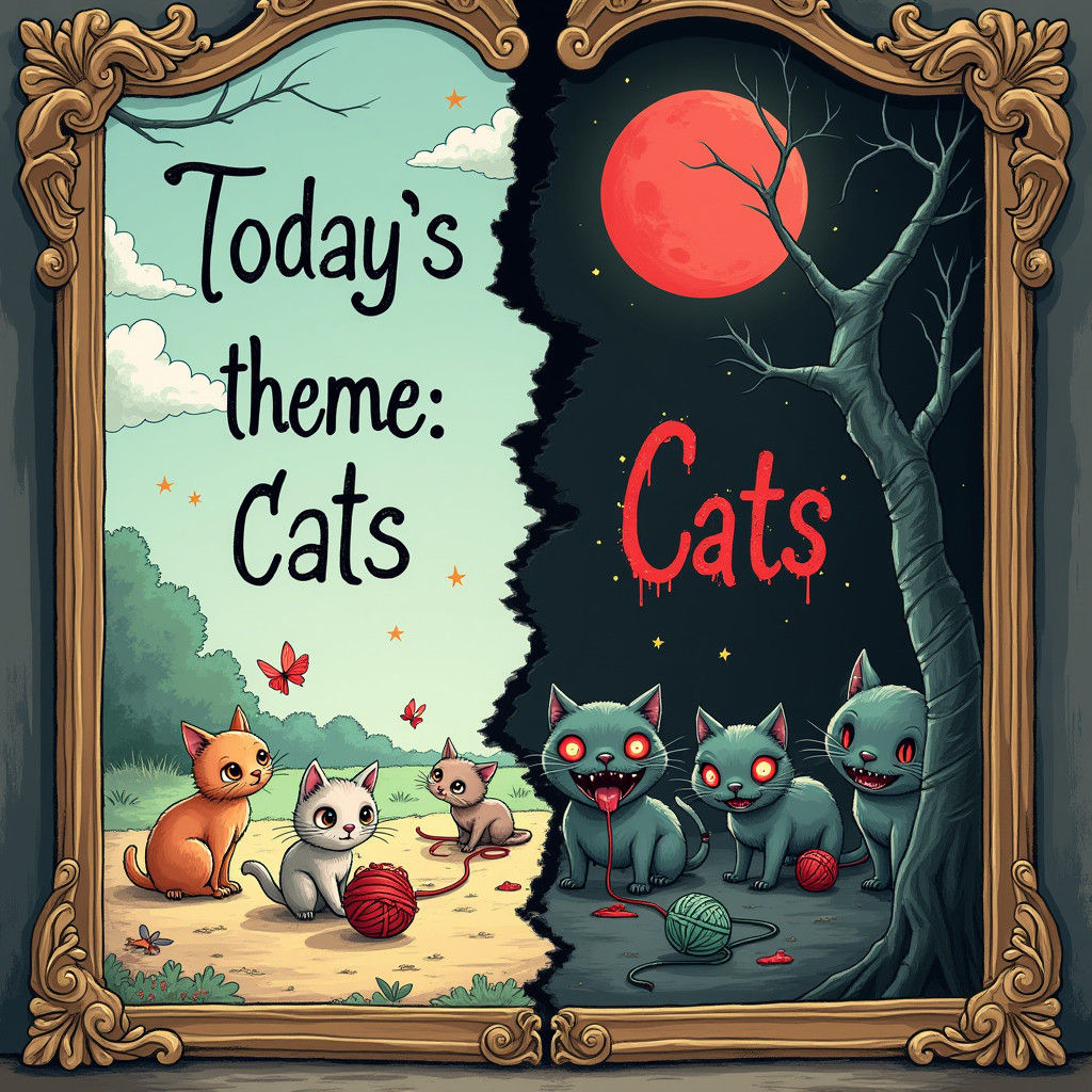 Cats in Dueling Reflections: Cute vs Creepy