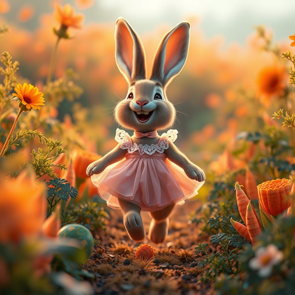 Laughing Bunny Hops Through Carrot Field: Concept Art