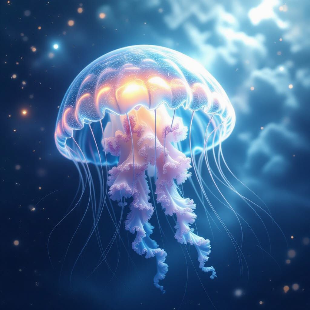 Psychedelic Jellyfish in Nebula with Ethereal Lighting