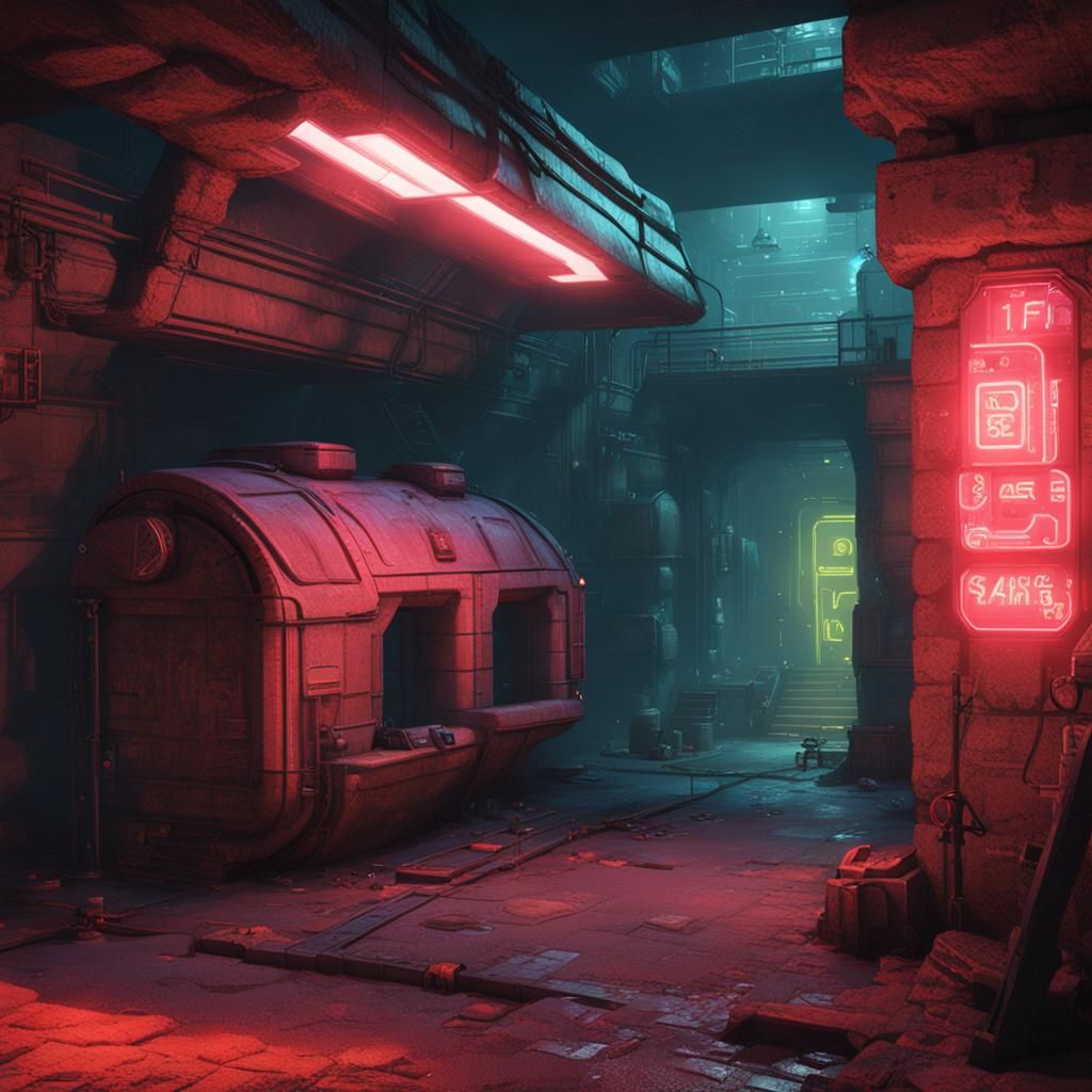 Cyberpunk Assassin Hideout in Stone Sewer Cistern