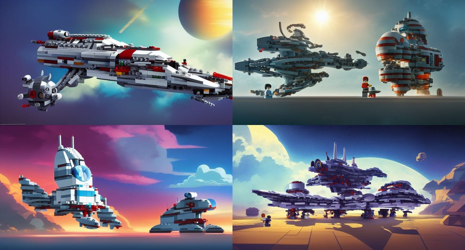 Lego Spaceship in Anime Key Visual Style