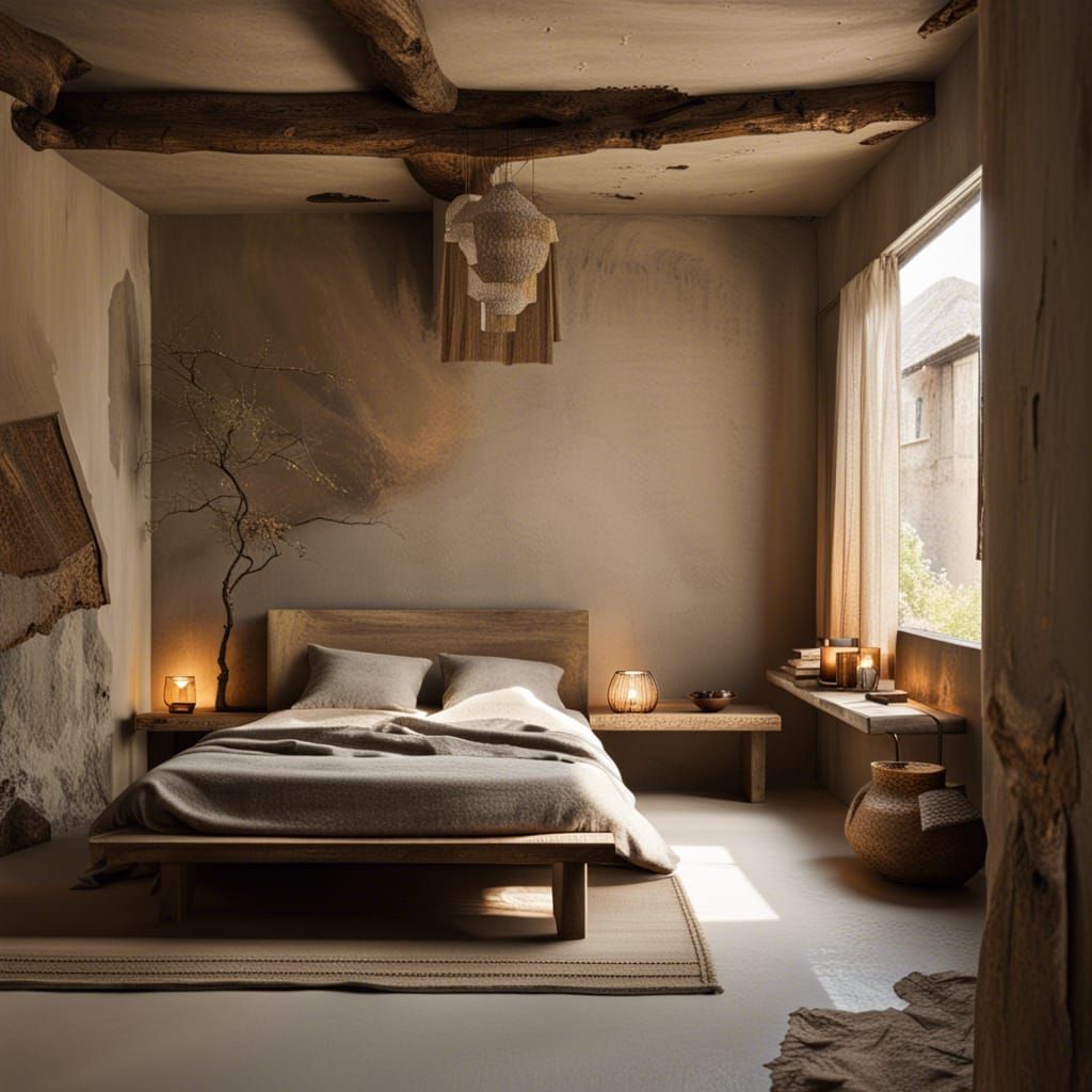 Serene Wabi-Sabi Bedroom Interior Design