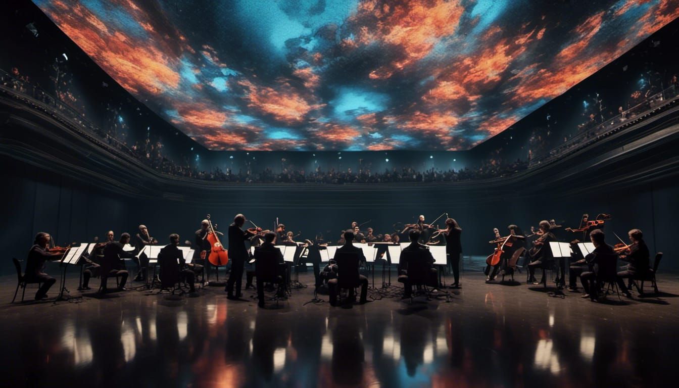 Orchestra Performs in Post-Apocalyptic Theater, Cinematic St...