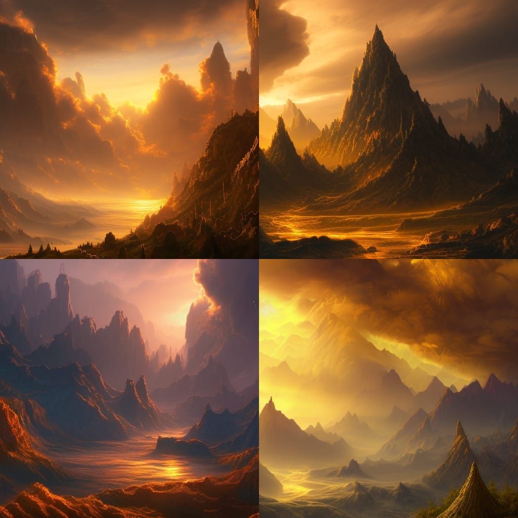 Golden Clouds in Detailed Matte Painting