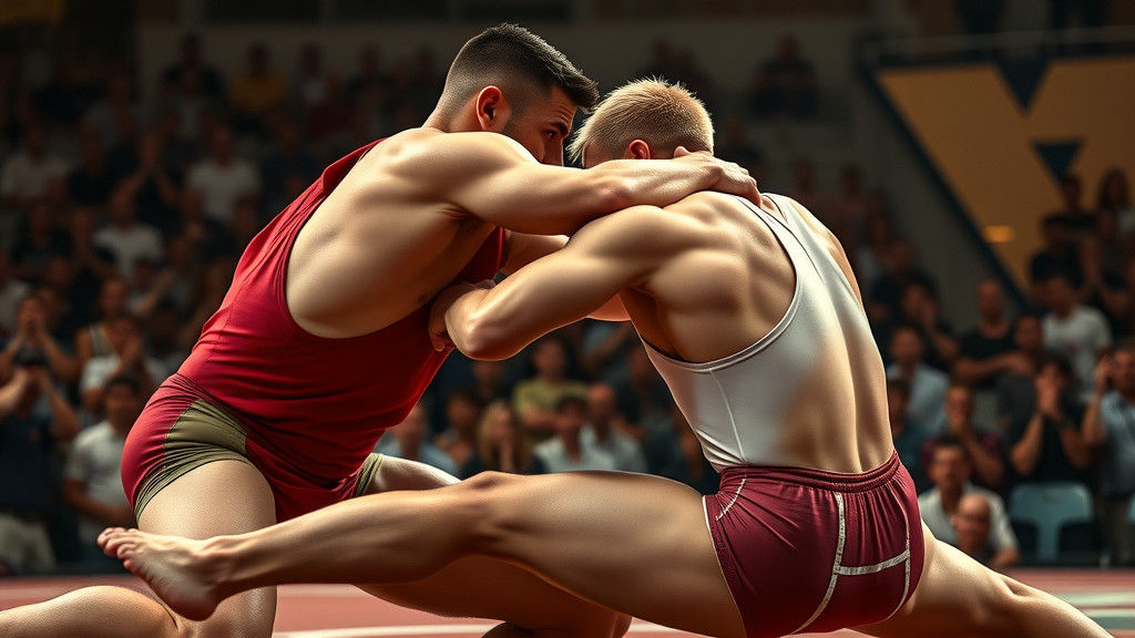Intense Wrestling Match in Cinematic Lighting