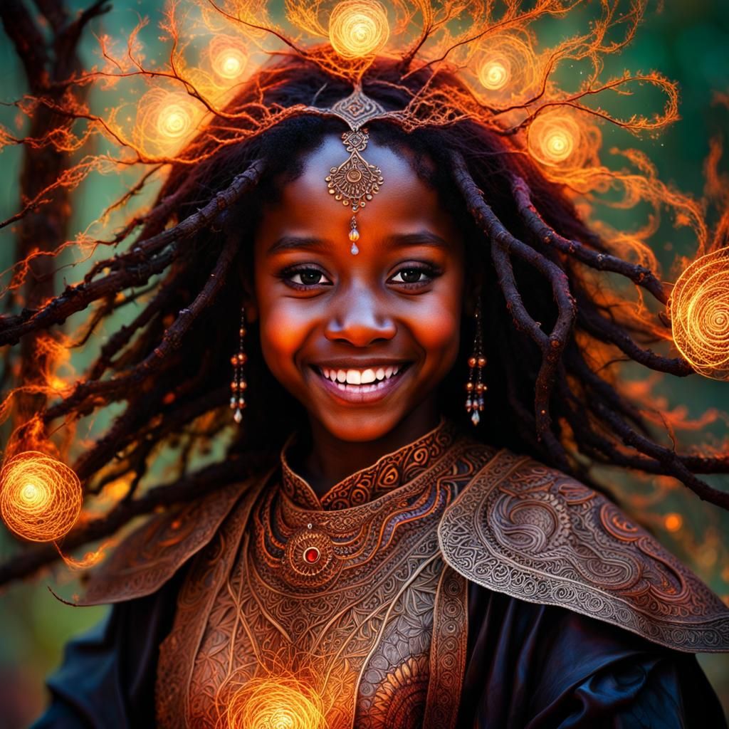 Toddler Shaman's Spell: A Photorealistic Alien Village