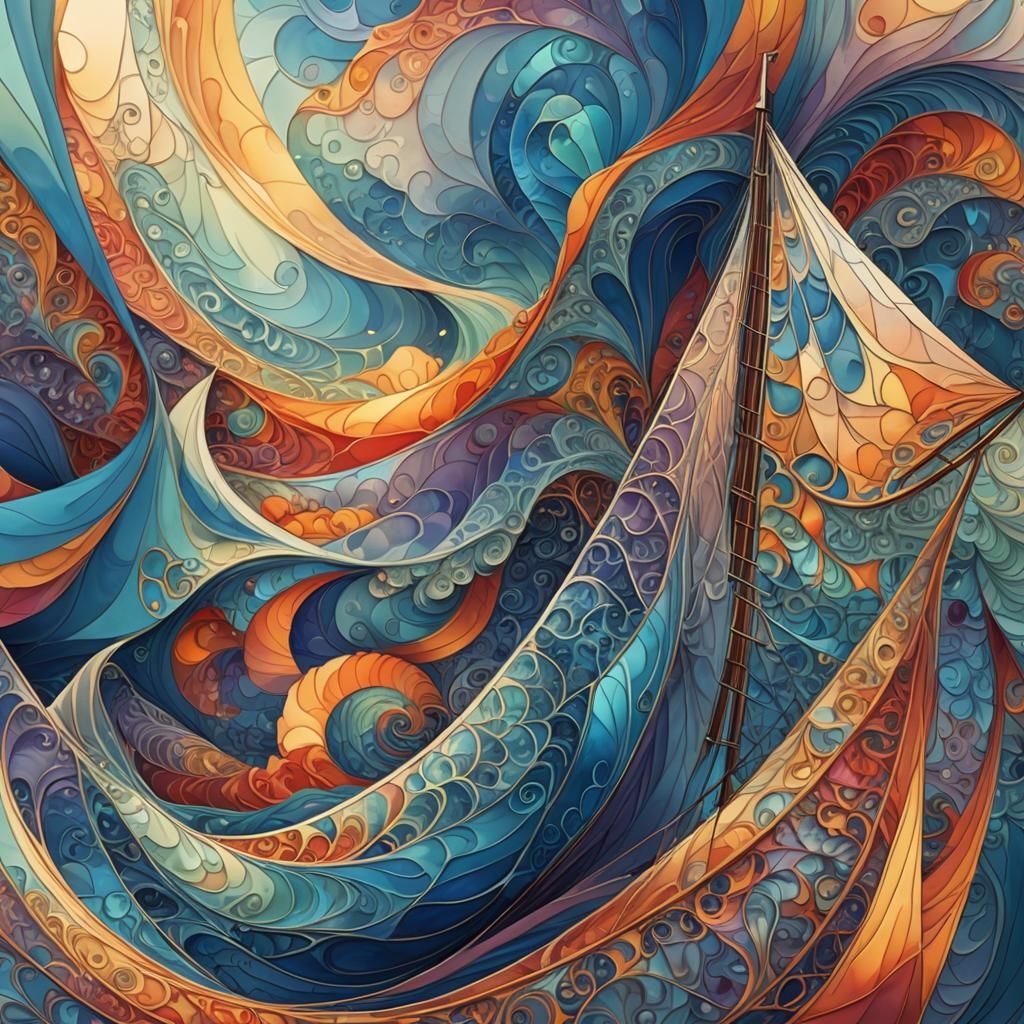 Soul Sets Sail: Surreal Digital Art in Morning Light