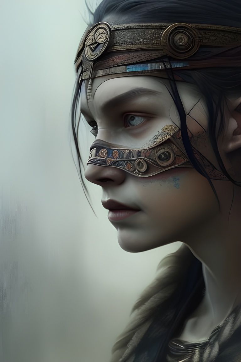 Senua Portrait in Watercolor Style