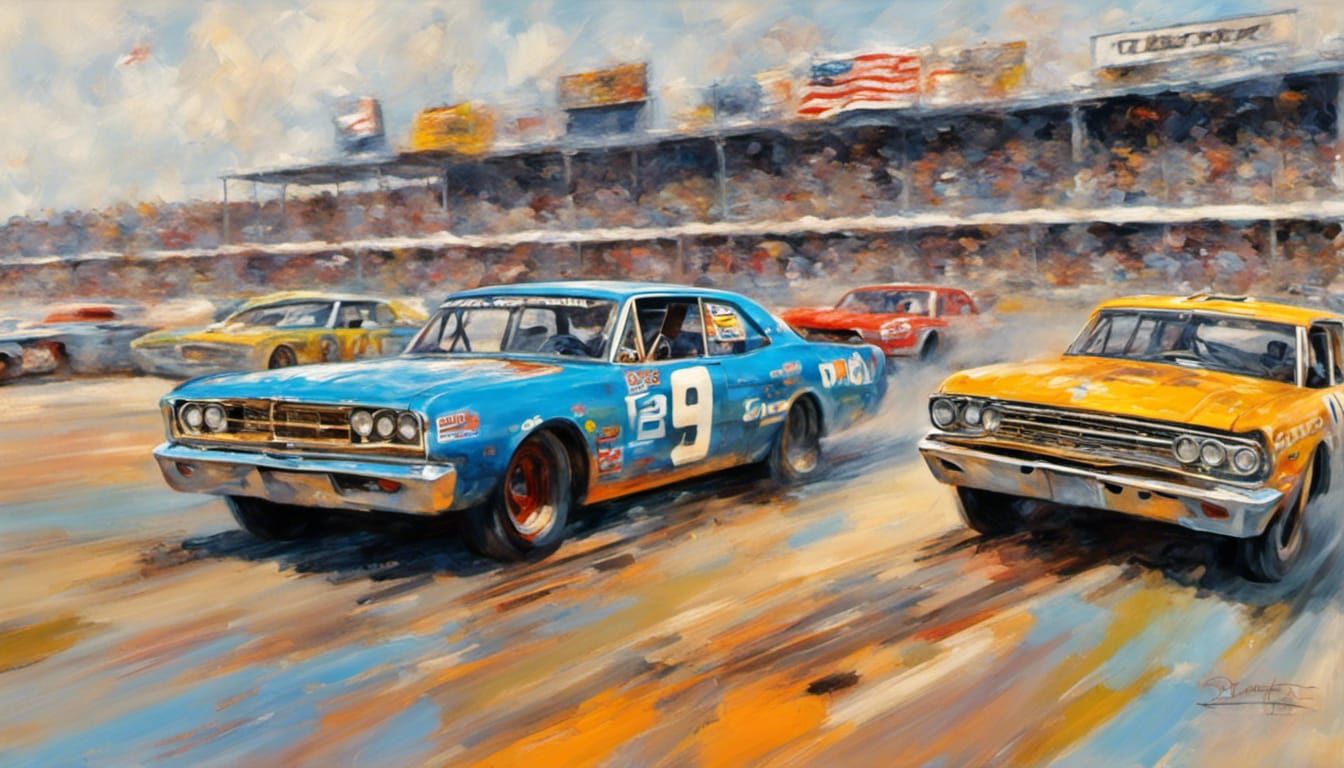 impressionism of a 60's stock car race