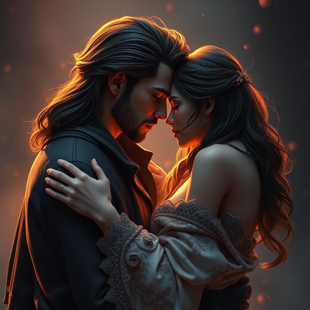 Romantic Embrace: A Matte Painting of Yearning