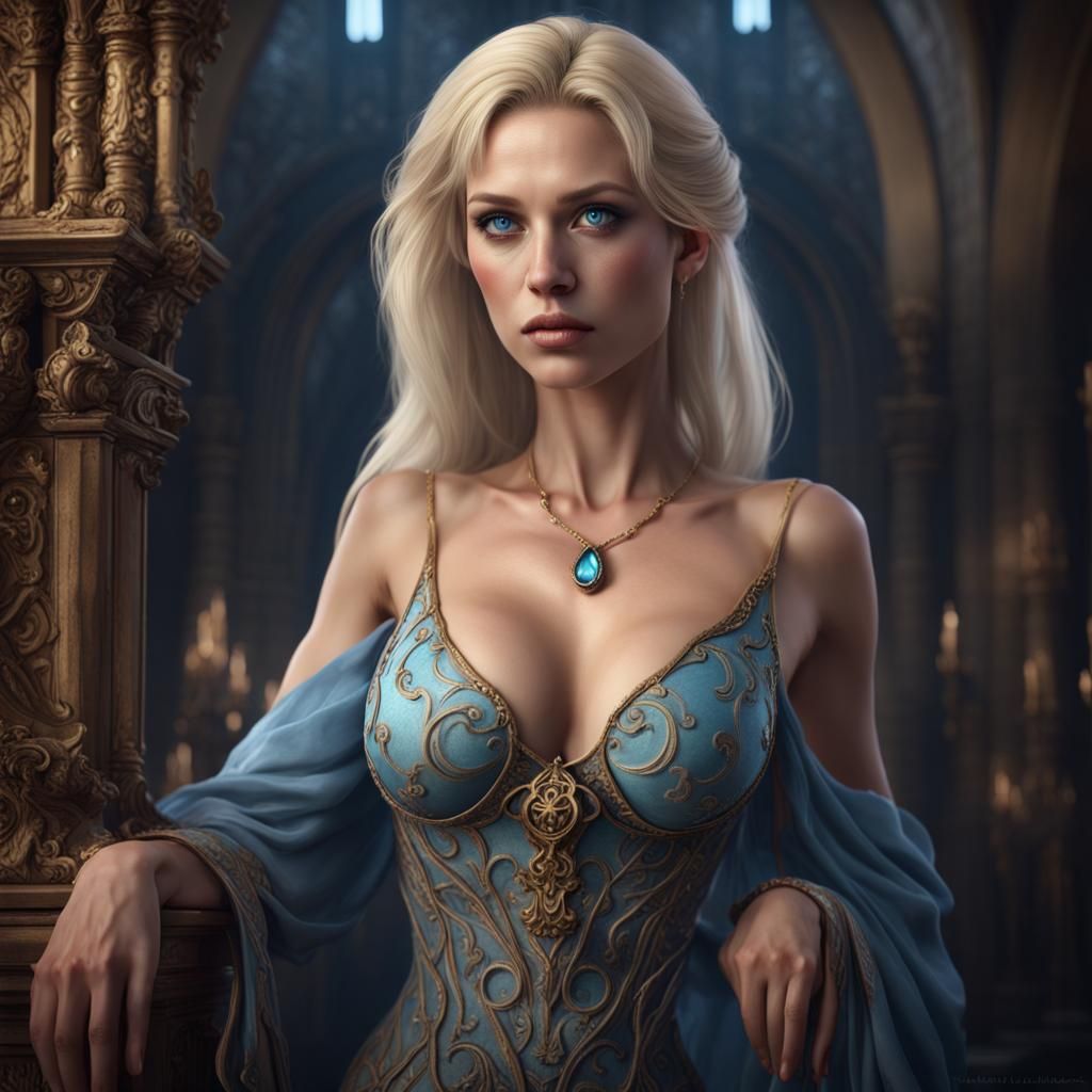 Elegant Blonde Woman: Fantasy Concept Art in 8K