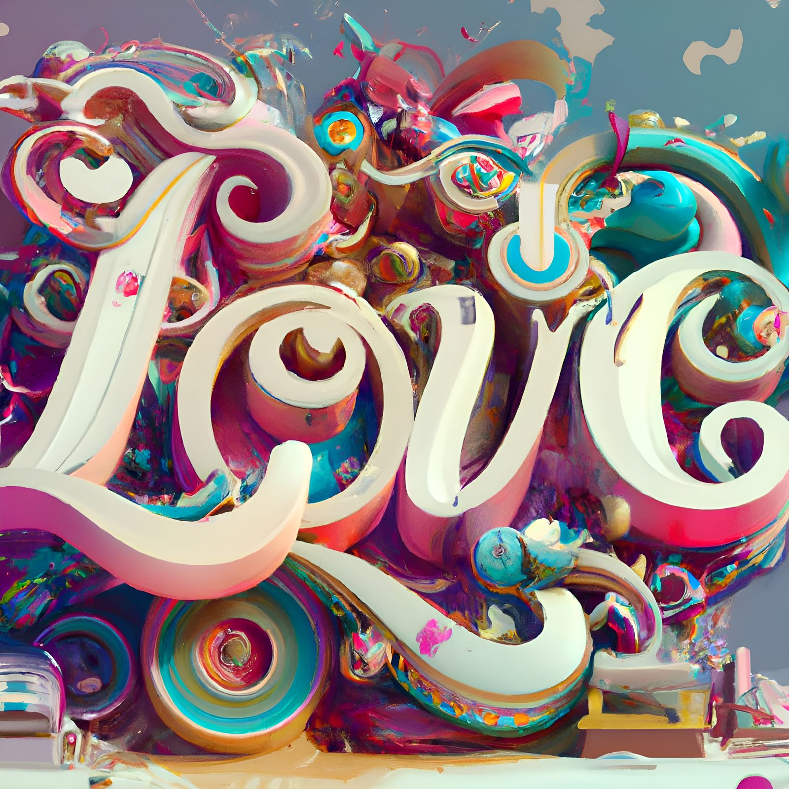 Ornate Abstract Graffiti Design: "L O V E "