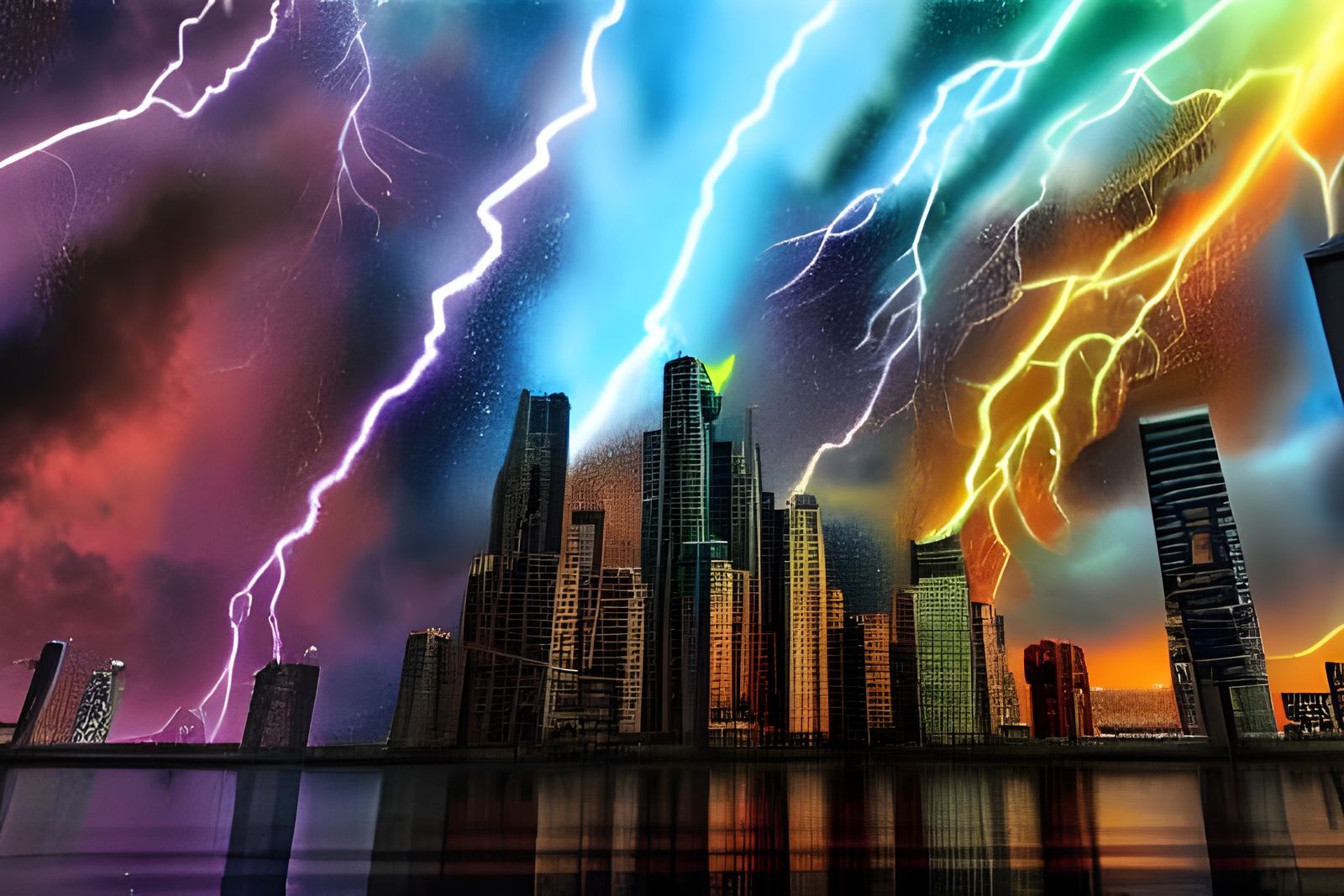 Rainbow Lightning Fusion in Hyperrealistic Style