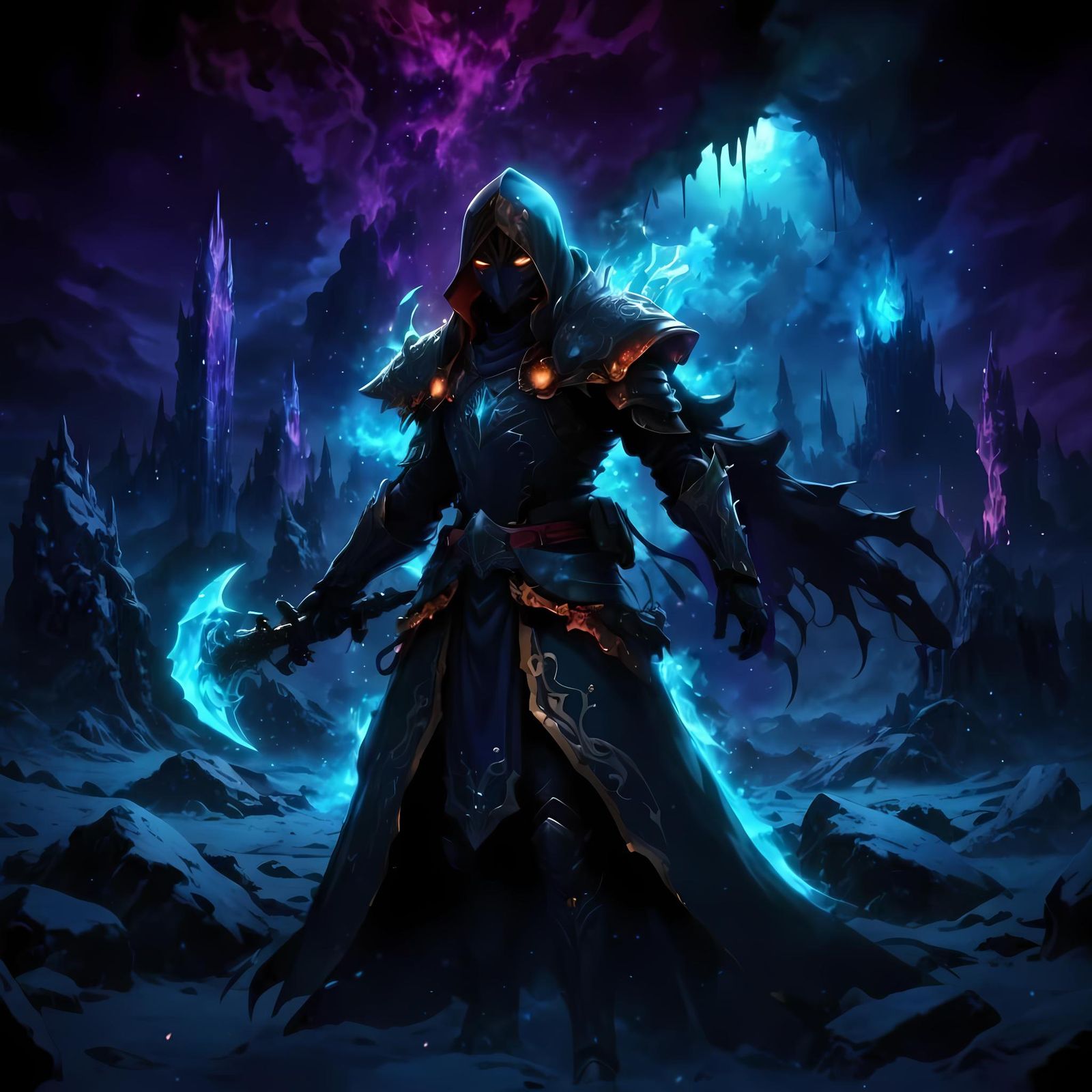 Anime Mage in Abyssal Lair of Fire and Shadows