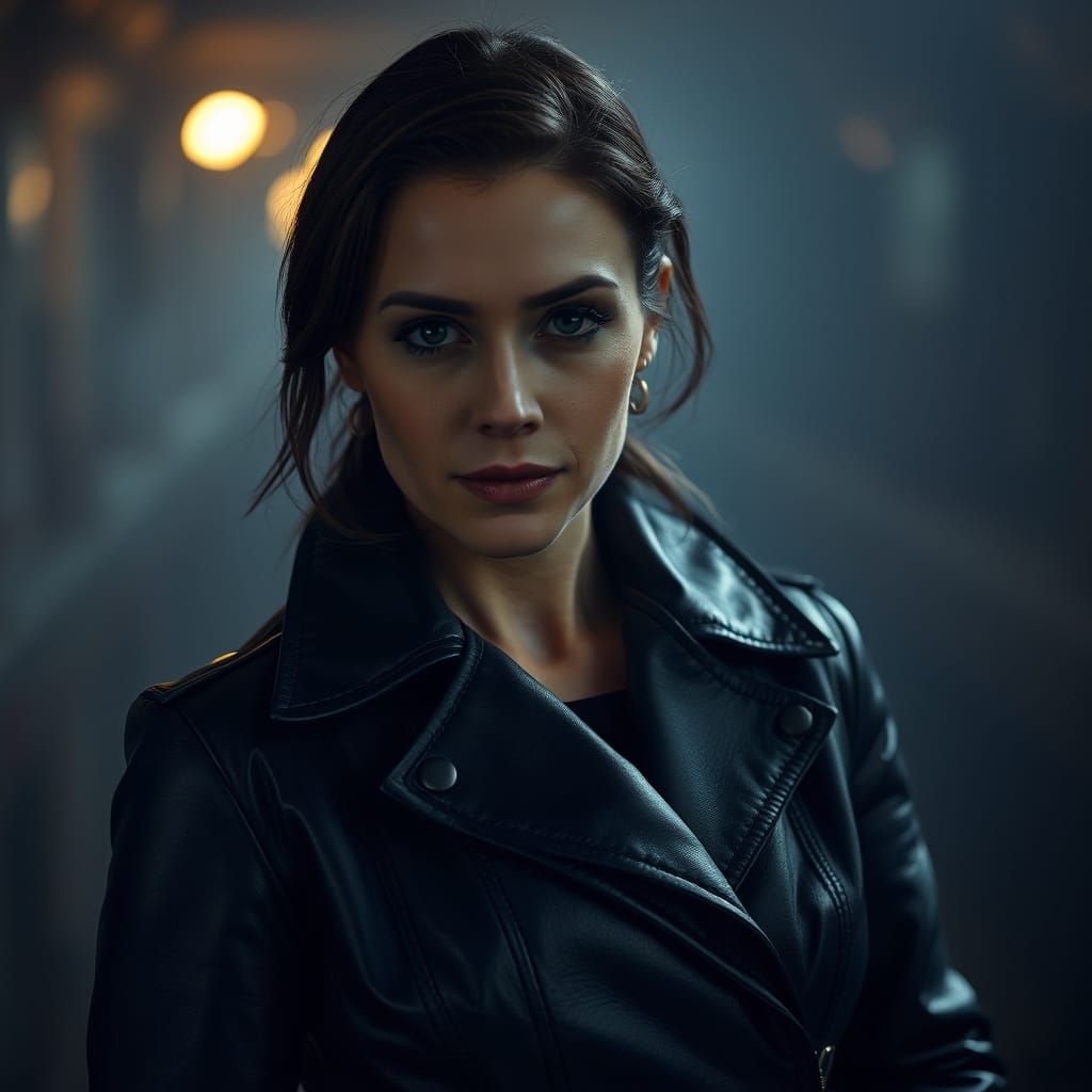 Cinematic Portrait in Film Noir Style