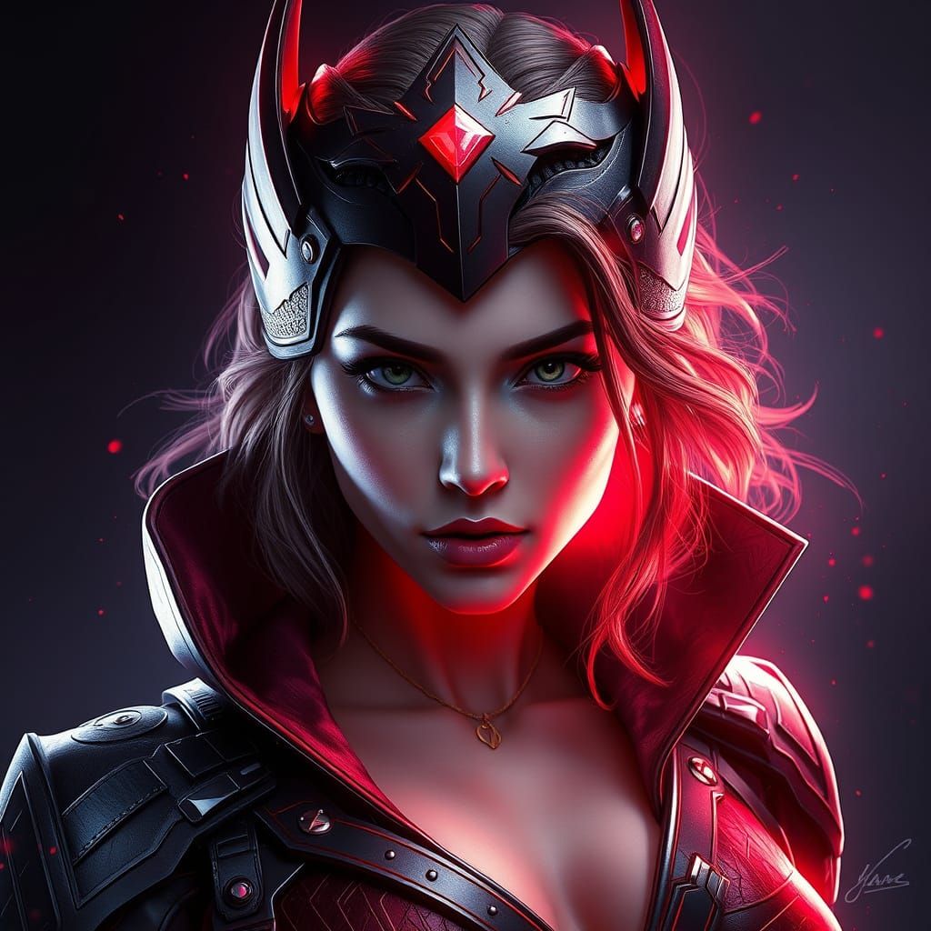 Scarlet Witch Portrait in Digital Art Style