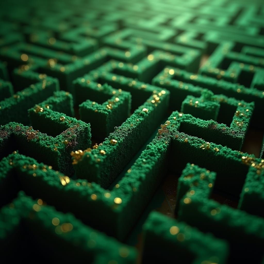 Monochromatic Green Maze with Golden Branches