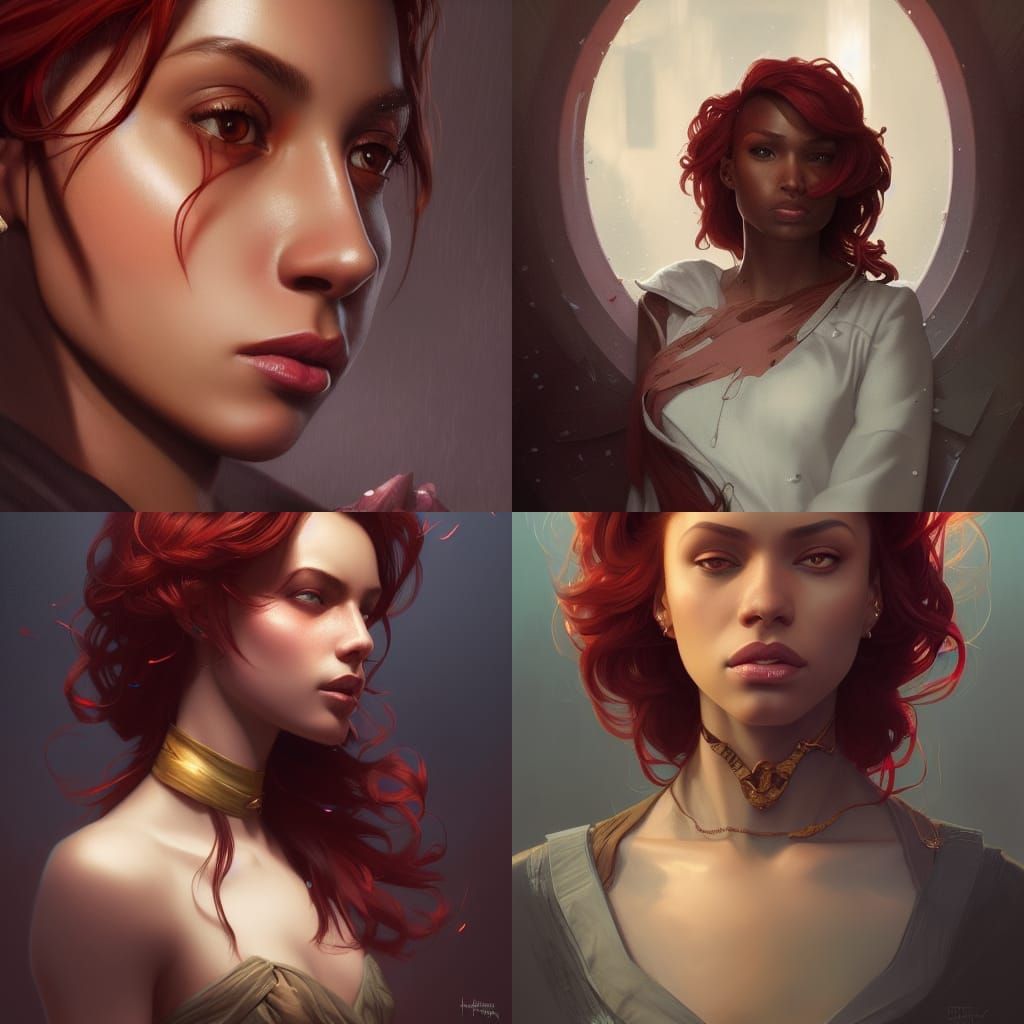 Stunning Portrait of a Red-Haired Woman in Artstation Style