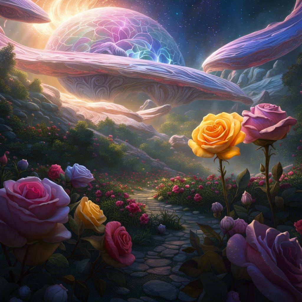Cosmic Snow Rose: A Digital Masterpiece