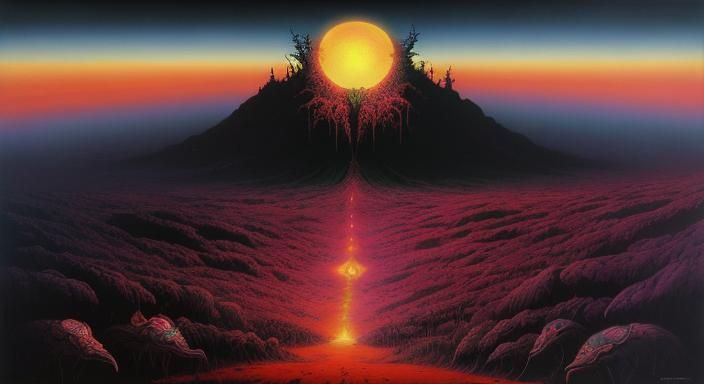 Surreal Dystopian Dreamscape in Mixed Media Style