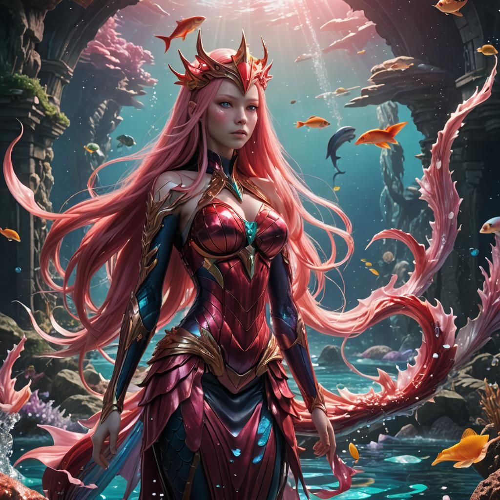 Zero Two as a Mermaid: Detailed Matte Painting