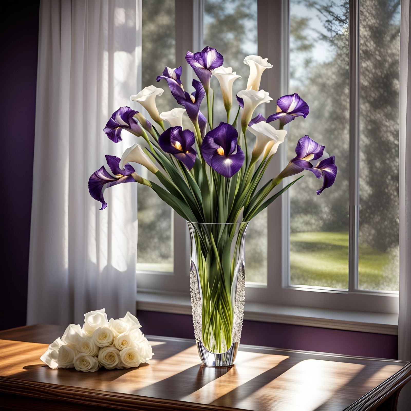 Radiant Elegance: Sunlit Calla Lilies in Crystal