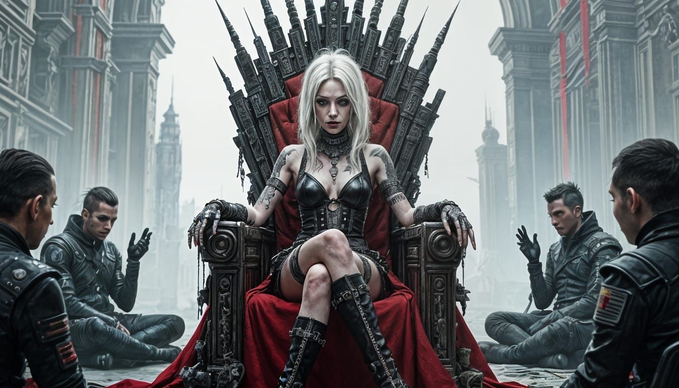 Punk Alien Queen on a Throne