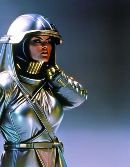 Caroline Munro in Retro Sci-Fi Spacesuit