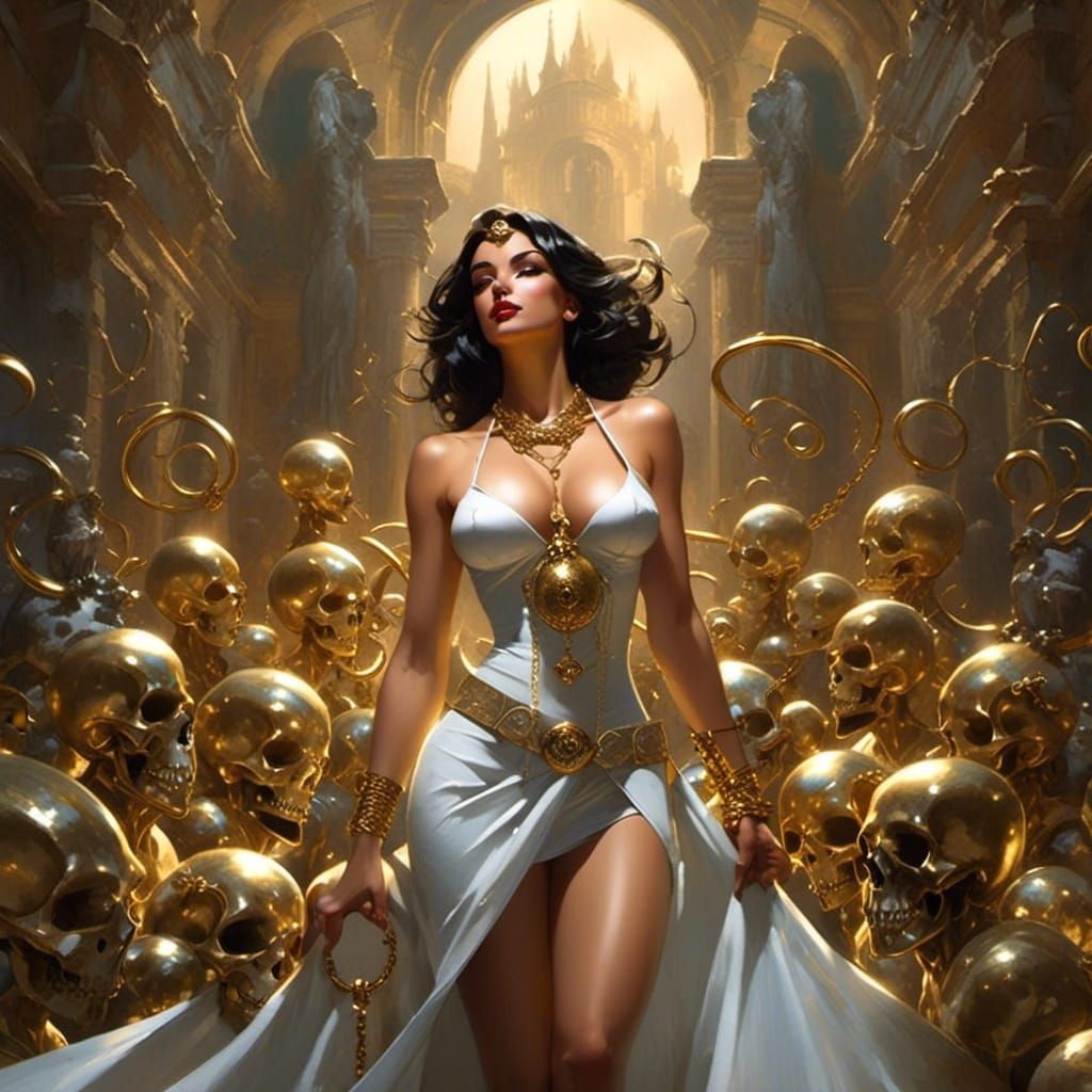Sun-Kissed Woman in a Fantasy Dungeon